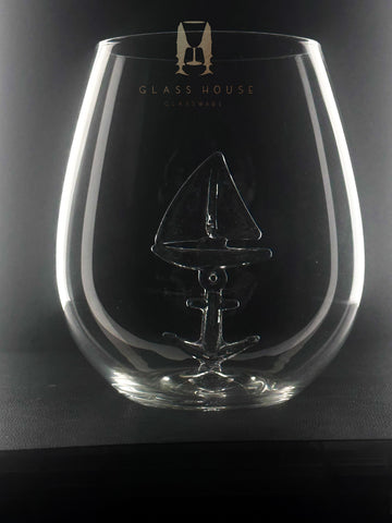 The Sailboat and Anchor Stemless Wine Glass™ - Featured On Delish.com, HouseBeautiful.com & People.com