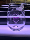The Mother's Day Collection with Roses and Hearts inside our Wine Glasses and Champagne Flutes