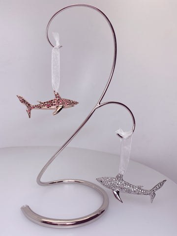 Swarovski™ Crystal Shark Ornament created exclusively by Swarovski™ in Rhodium Montana or Rose Gold