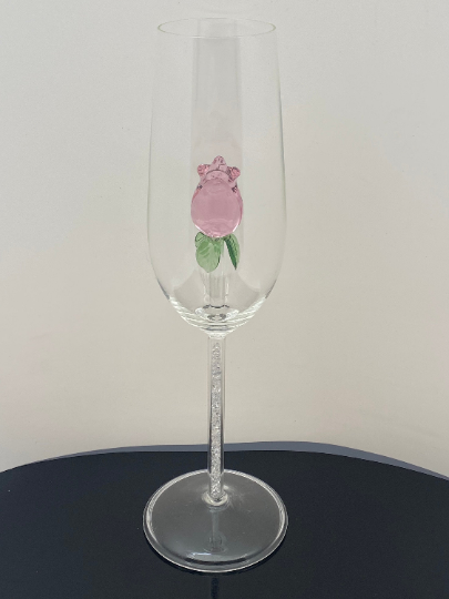 The Pink Rose Champagne Flute™ Embellished with Swarovski Crystals in the Stem - Featured On Delish.com