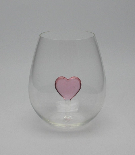 Jeweled Stemless Wine Glass - Heart - Luxurious Interiors