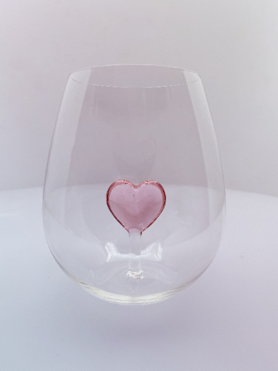 Jeweled Stemless Wine Glass - Heart - Luxurious Interiors