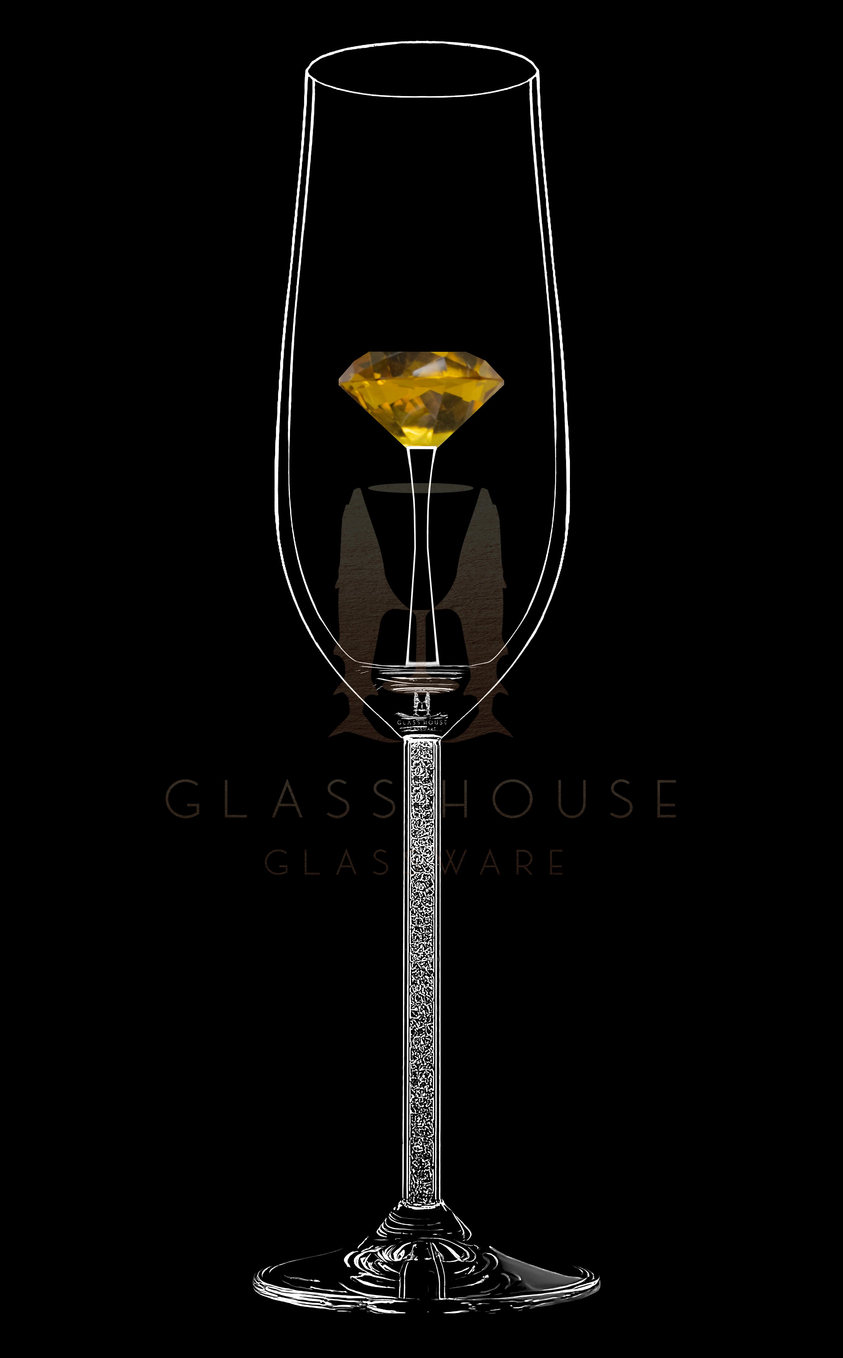The Diamond Champagne Flute™ Embellished with Swarovski™ crystals in the Stem in 5 Different Colors