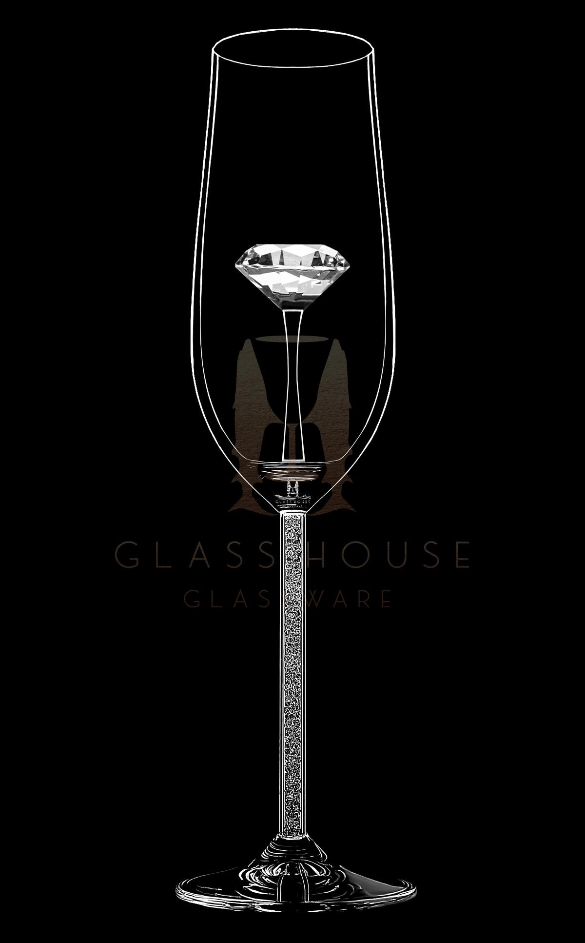The Diamond Champagne Flute™ Embellished with Swarovski™ crystals in the Stem in 5 Different Colors