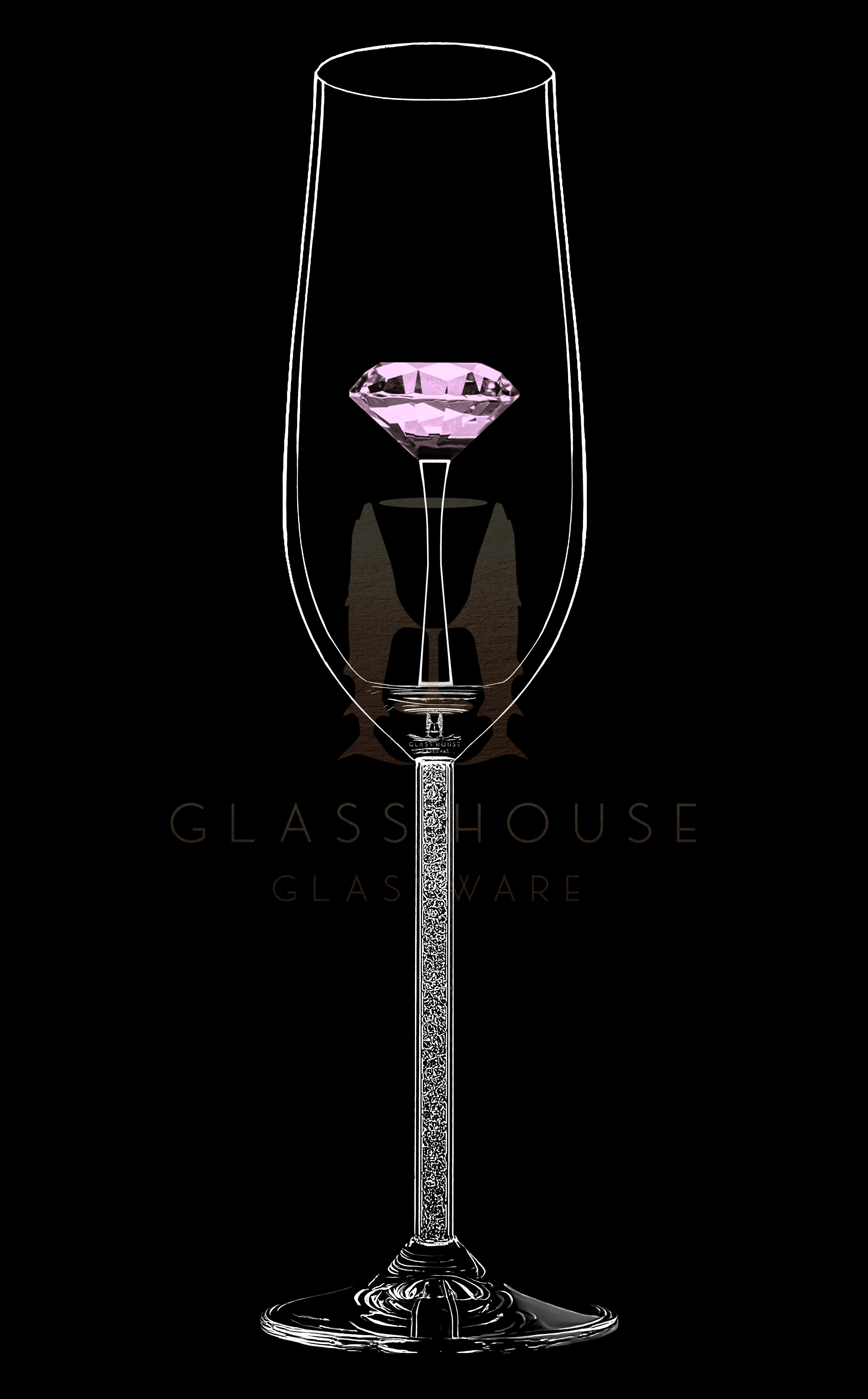 The Diamond Champagne Flute™ Embellished with Swarovski™ crystals in the Stem in 5 Different Colors