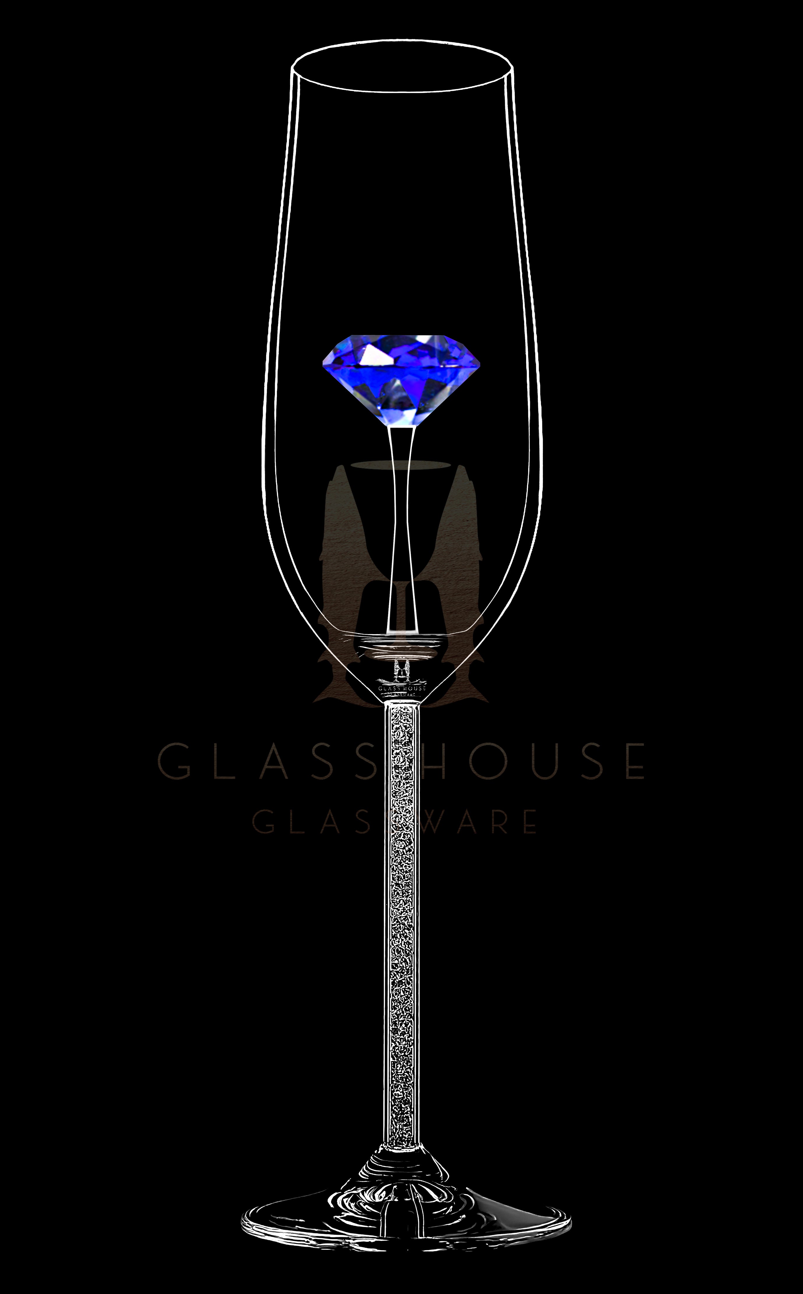 The Diamond Champagne Flute™ Embellished with Swarovski™ crystals in the Stem in 5 Different Colors