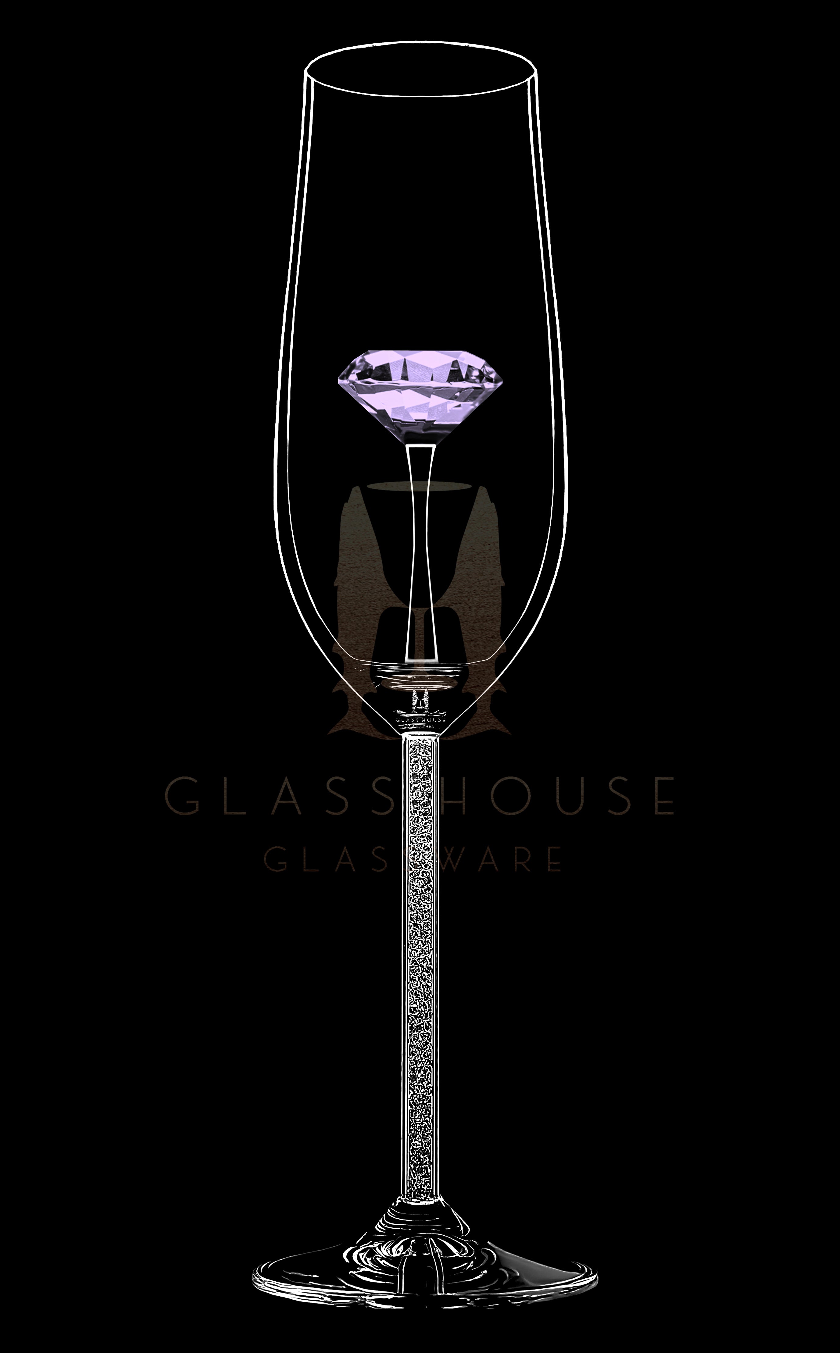 The Diamond Champagne Flute™ Embellished with Swarovski™ crystals in the Stem in 5 Different Colors