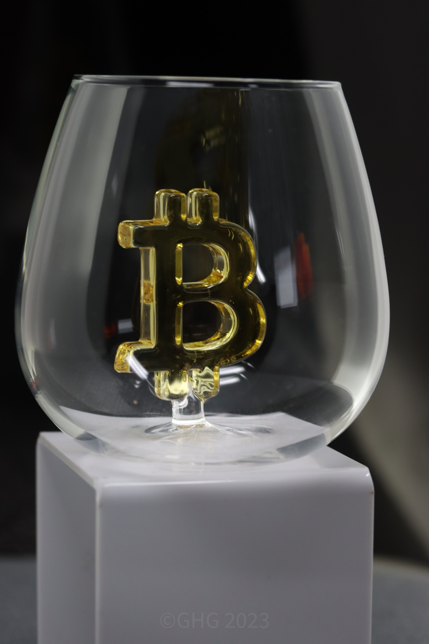 Hand Painted Bitcoin Glasses First Edition Stemless Wine Glass - Numbered 1-12