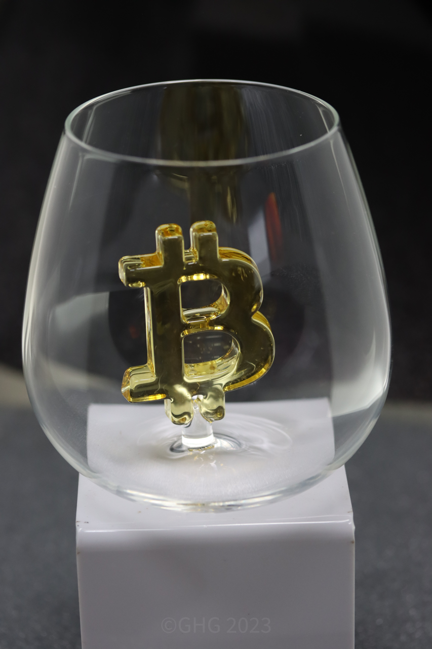 Hand Painted Bitcoin Glasses First Edition Stemless Wine Glass - Numbered 1-12