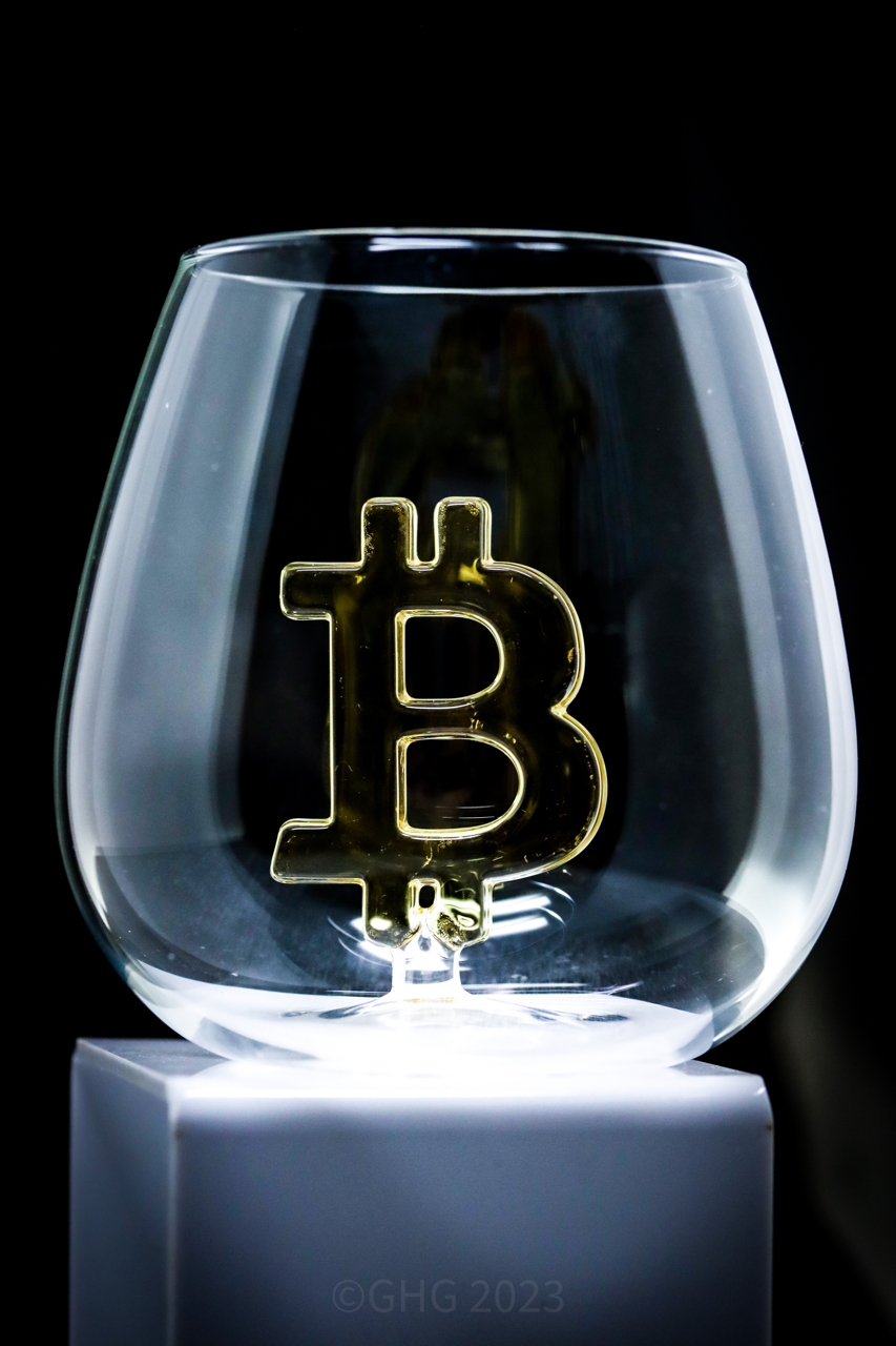 Hand Painted Bitcoin Glasses First Edition Stemless Wine Glass - Numbered 1-12