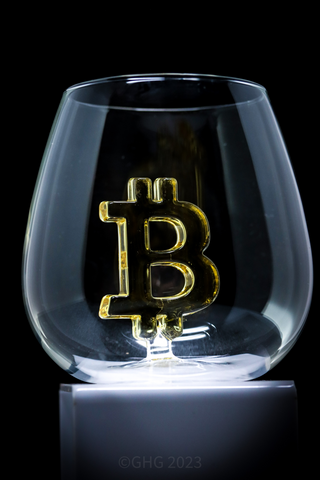 Bitcoin Glasses Limited First Edition Stemless Wine Glass - Numbered 1-72 of 72