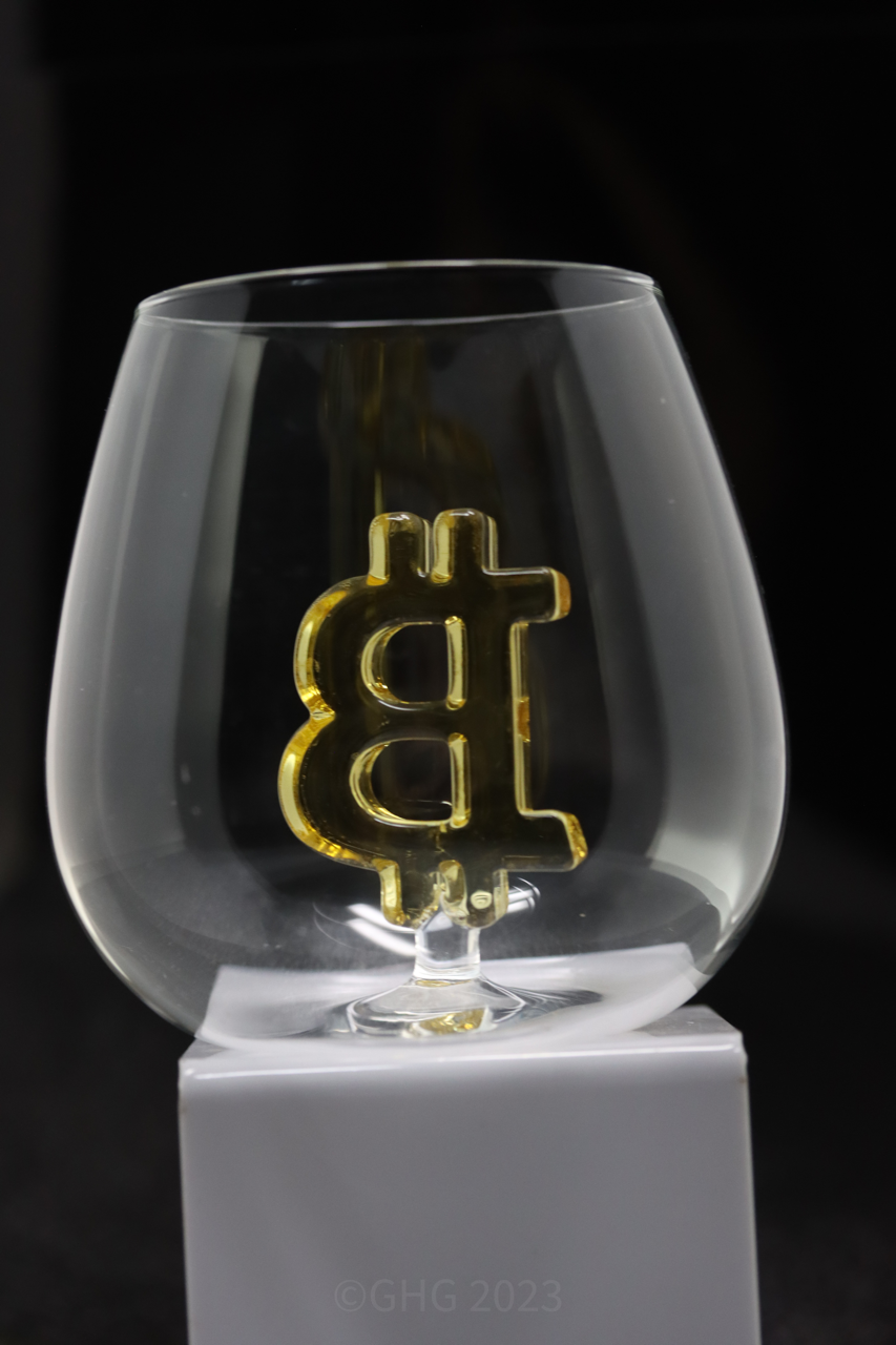 Hand Painted Bitcoin Glasses First Edition Stemless Wine Glass - Numbered 1-12