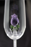 The Rose Champagne Flute™ Embellished with Swarovski Crystals in the Stem - In 5 Different Colors - Pink, Clear, Blue, Purple and Amber
