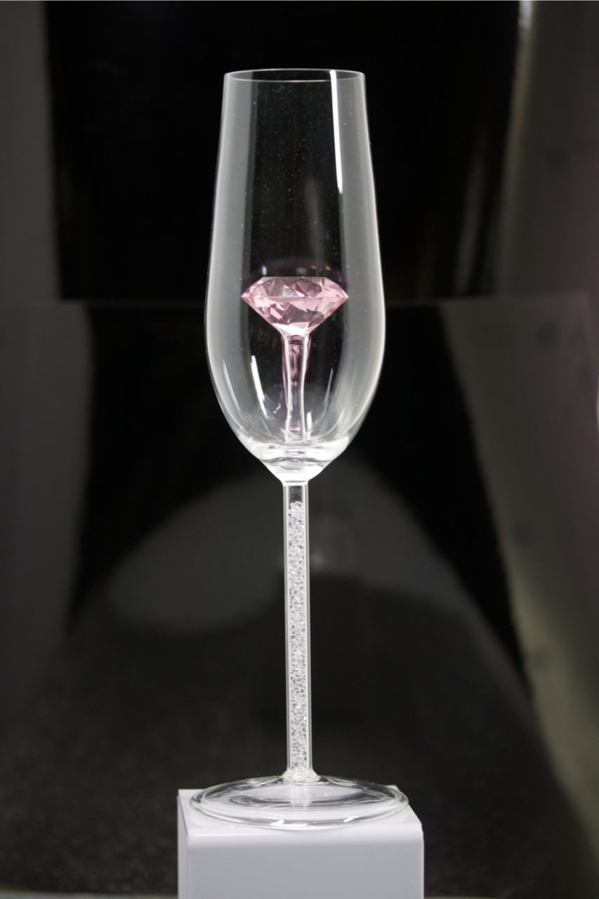 The Diamond Champagne Flute™ Embellished with Swarovski Crystals in the Stem - In 5 Different Colors - Clear, Pink, Blue, Purple and Amber