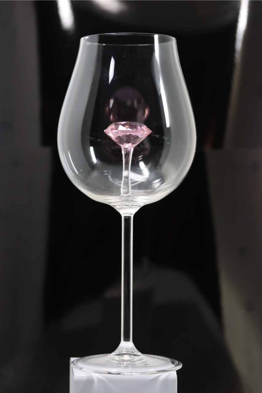 The Diamond Wine Glass™ Crystal - Now in 5 Different Colors - Clear, Pink, Blue, Purple and Amber