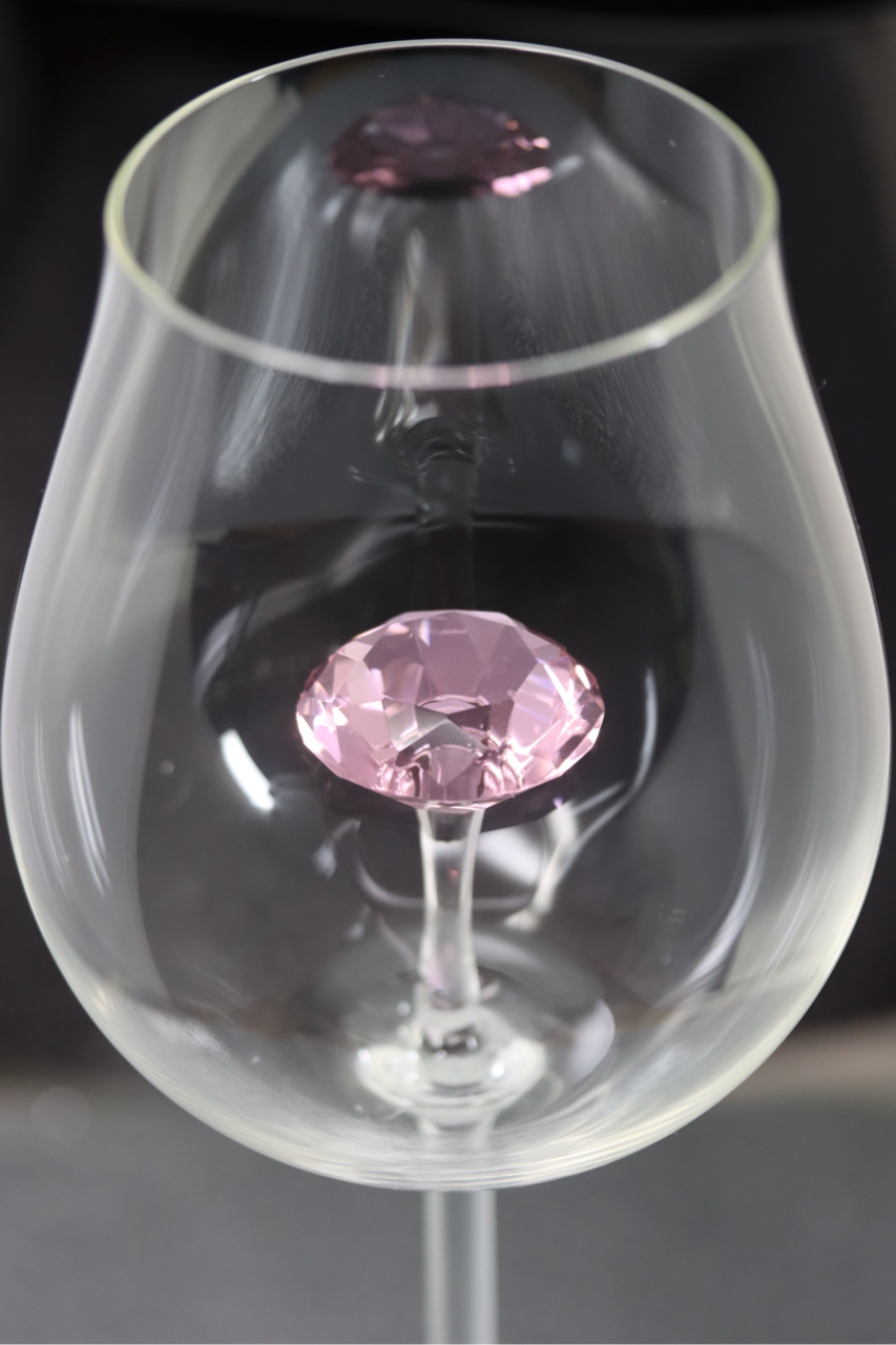 The Diamond Wine Glass™ Crystal - Now in 5 Different Colors - Clear, Pink, Blue, Purple and Amber