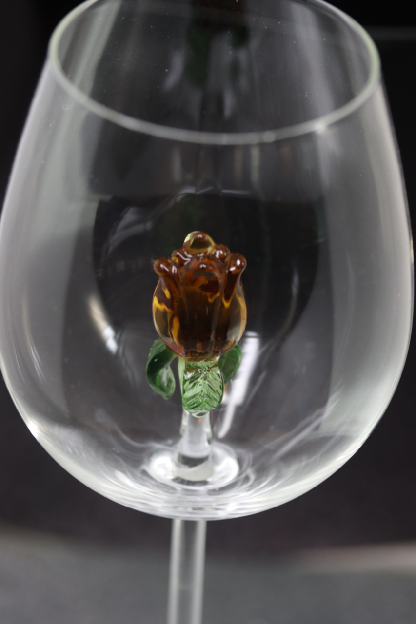 The Rose Wine Glass™ Crystal - Now in 5 Different Colors - Pink, Clear, Blue, Purple and Amber