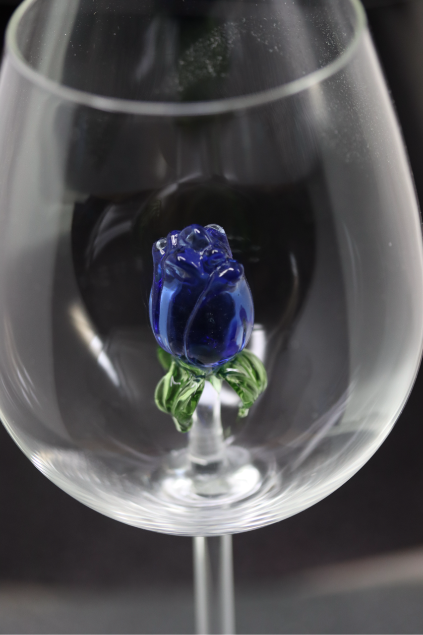 The Rose Wine Glass™ Crystal - Now in 5 Different Colors - Pink, Clear, Blue, Purple and Amber