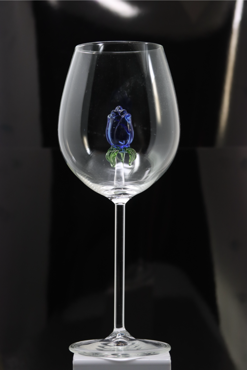 The Rose Wine Glass™ Crystal - Now in 5 Different Colors - Pink, Clear, Blue, Purple and Amber