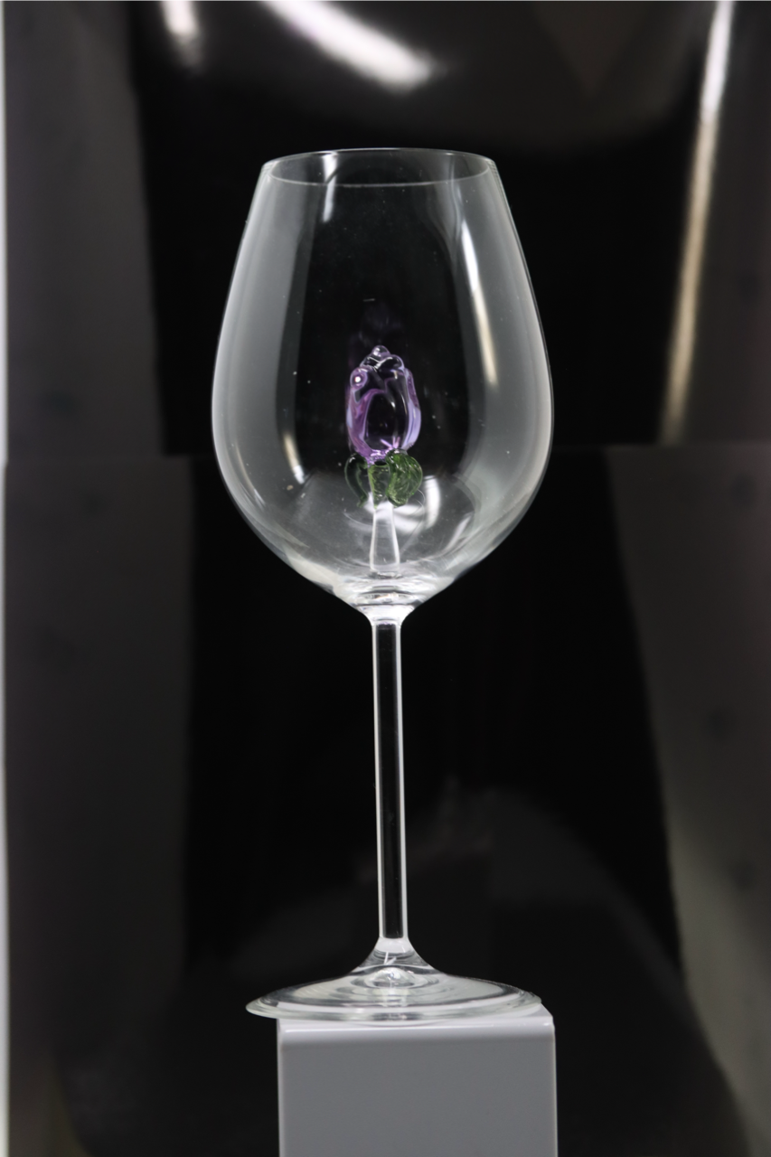 The Rose Wine Glass™ Crystal - Now in 5 Different Colors - Pink, Clear, Blue, Purple and Amber