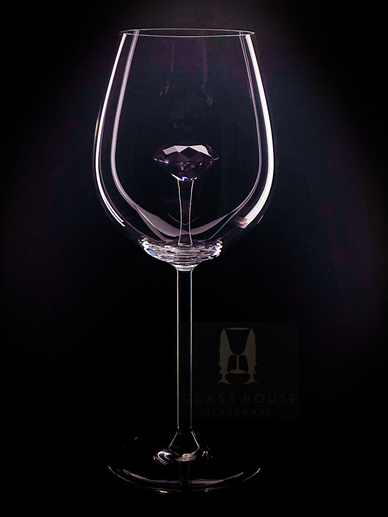 The Diamond Wine Glass™ Crystal - Now in 5 Different Colors - Clear, Pink, Blue, Purple and Amber