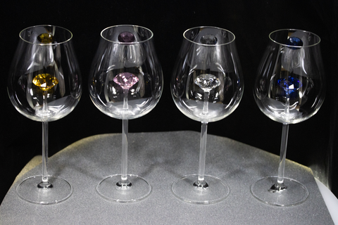 The Stemmed Diamond Wine Glass™ Crystal - Now in 4 Different Colors - Pink, Clear, Blue and Amber