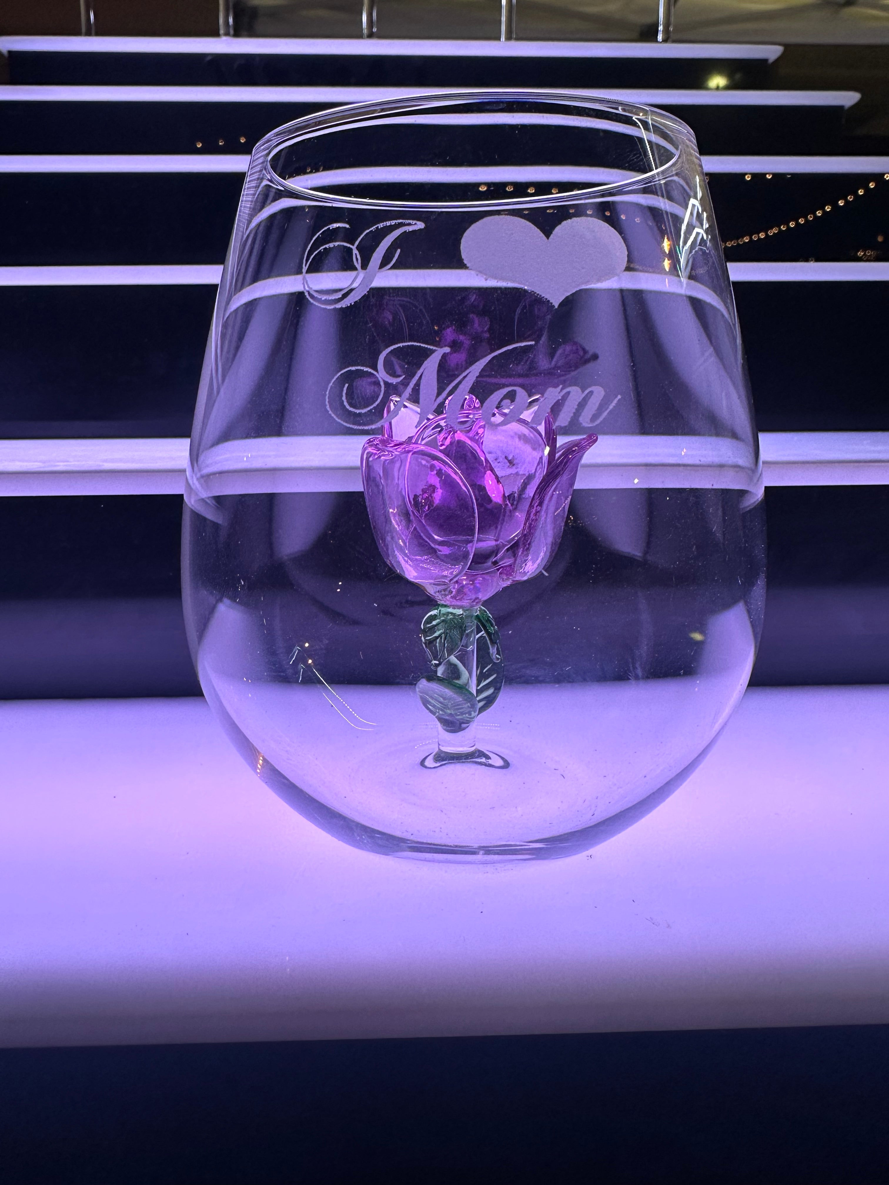 The Mother's Day Collection with Roses and Hearts inside our Wine Glasses and Champagne Flutes