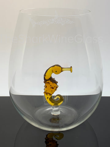 The Stemless Sea Horse Wine™ Glass Crystal - Featured On Delish.com, HouseBeautiful.com & People.com