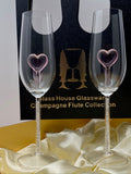 Two Heart Champagne Flutes™ with Swarovski™ Crystals in the Stem in a Beautiful Gift Box