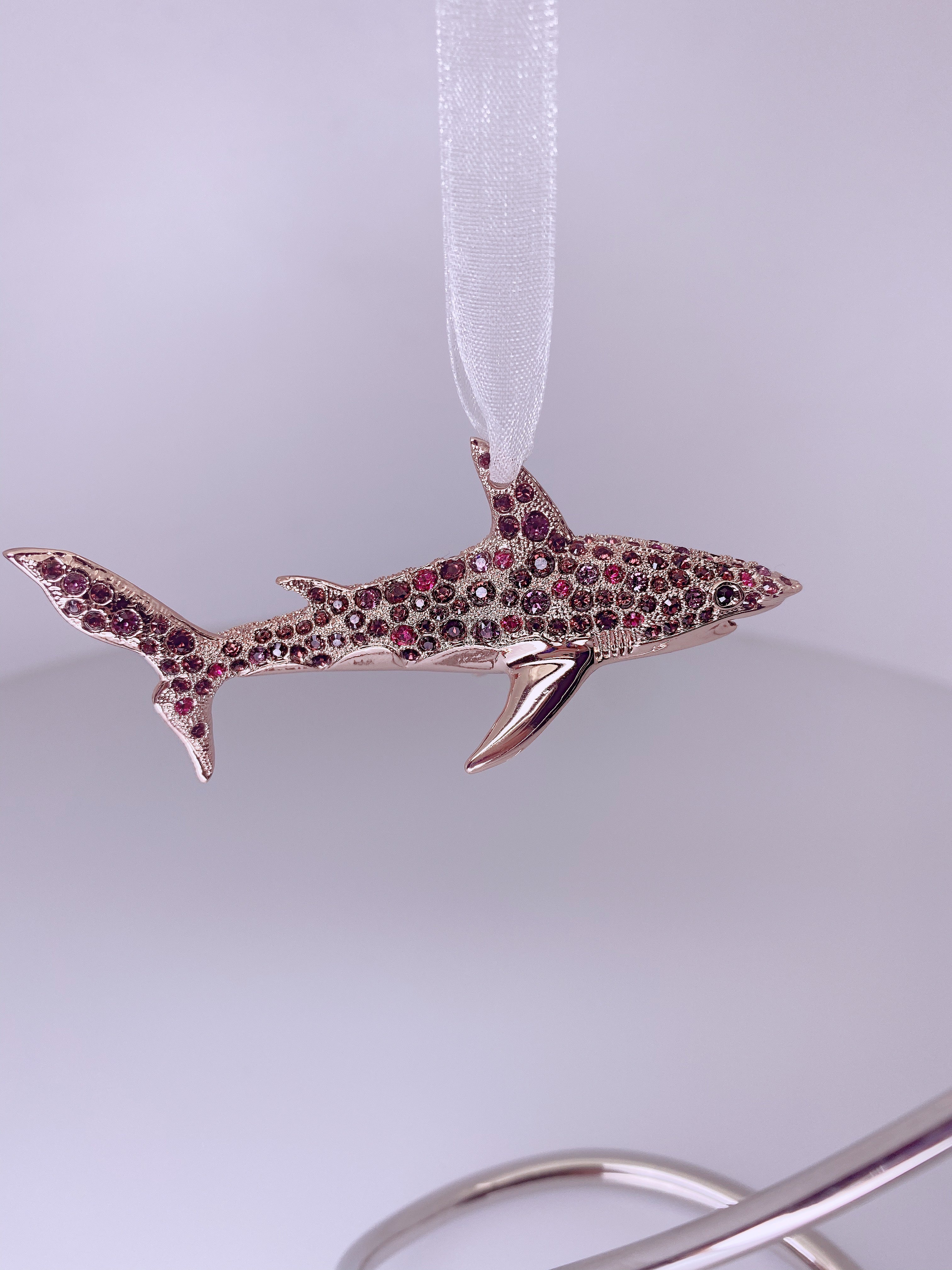 Limited Edition - Swarovski™ Shark Ornament with Two Shark Wine Glasses™ in a Beautiful LED Gift Box