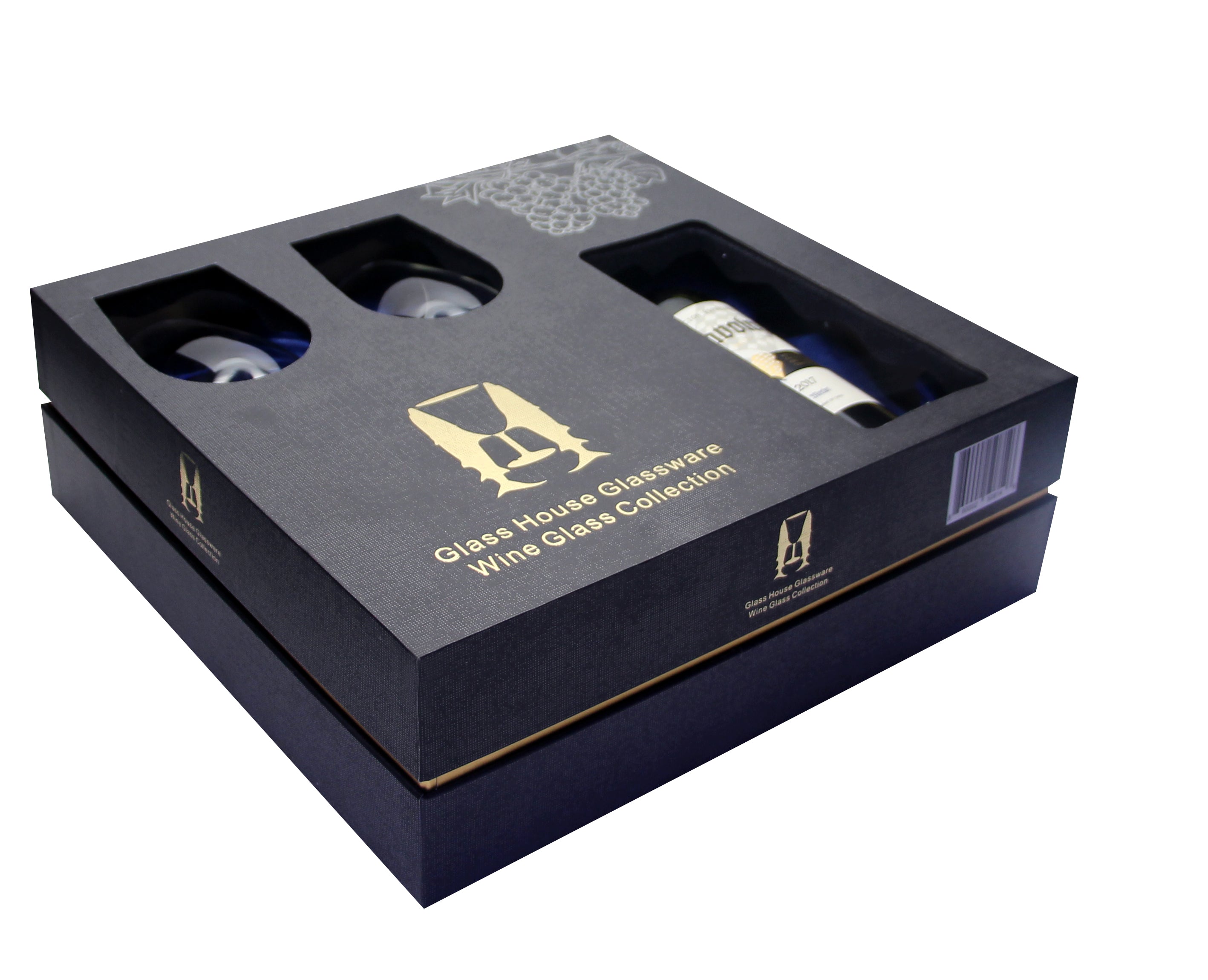 Special Edition Two Shark Wine Glasses™ in a Beautiful Gift Box w/ opening for a Bottle of Wine