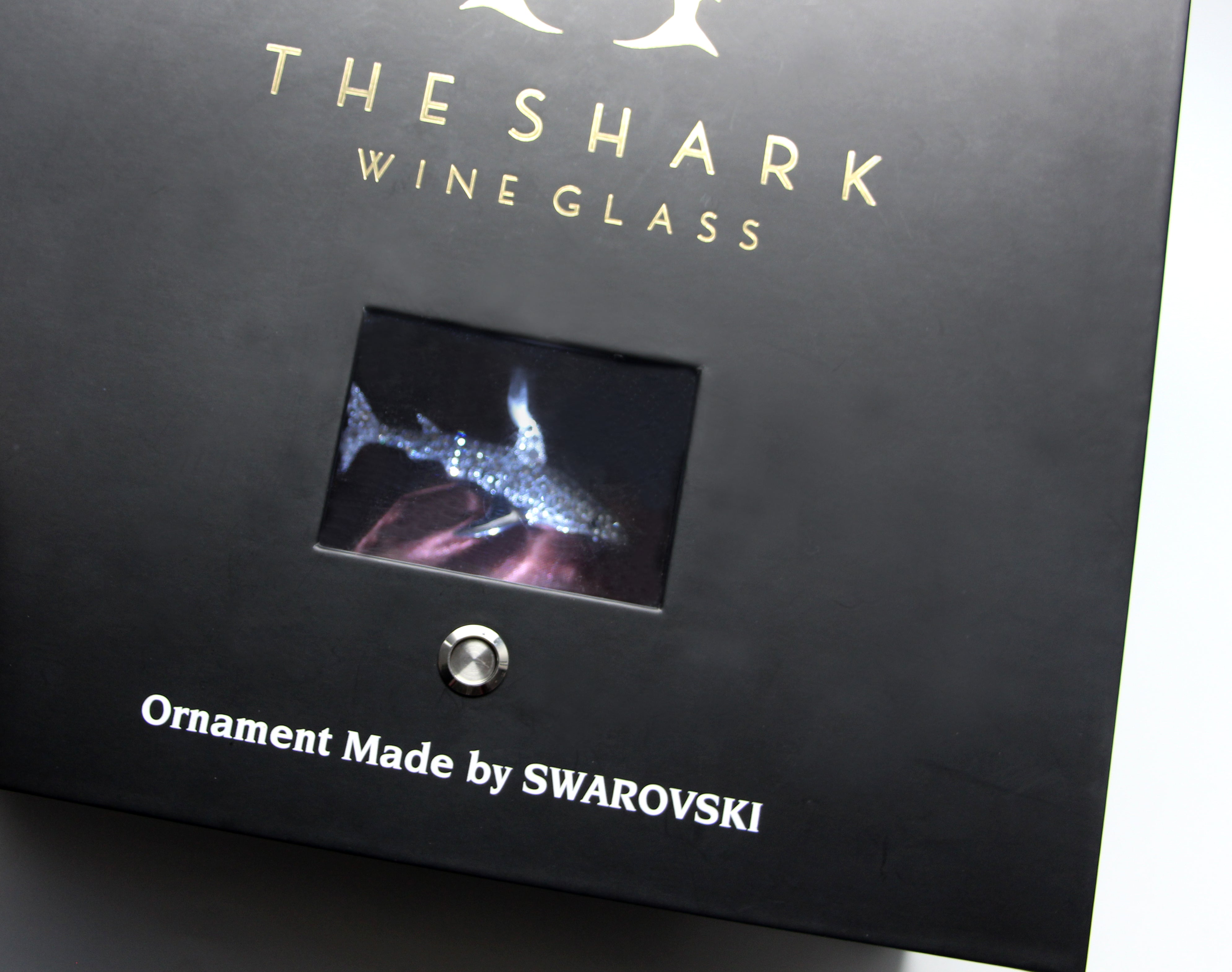 Limited Edition - Swarovski™ Shark Ornament with Two Shark Wine Glasses™ in a Beautiful LED Gift Box