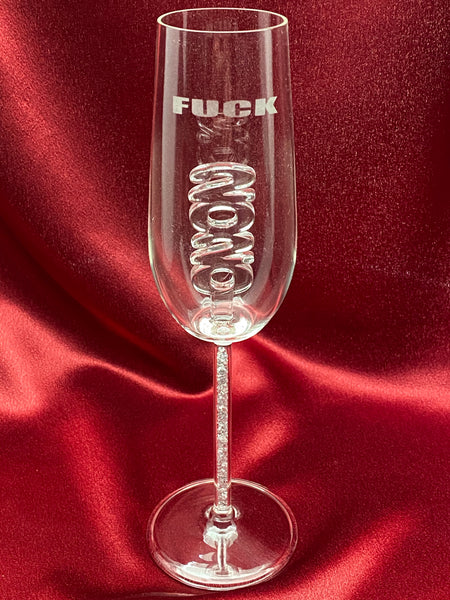 F 2020 Champagne Flute custom etched as shown