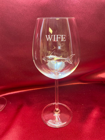 Custom Engraved Wife Stemmed Shark Wine Glass