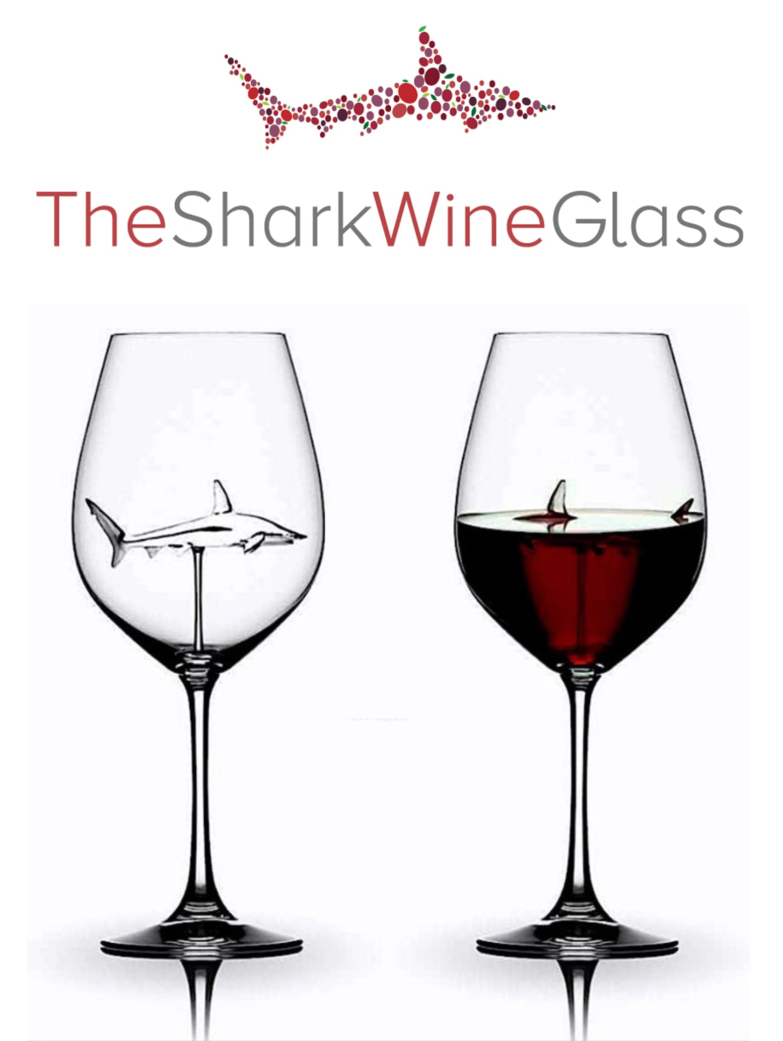 Limited Edition - Swarovski™ Shark Ornament with Two Shark Wine Glasses™ in a Beautiful LED Gift Box