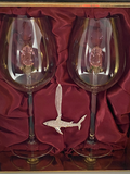 The Swarovski™ Shark Ornament with Two Rose Wine Glasses™ in Beautiful LED Enhanced Gift Box
